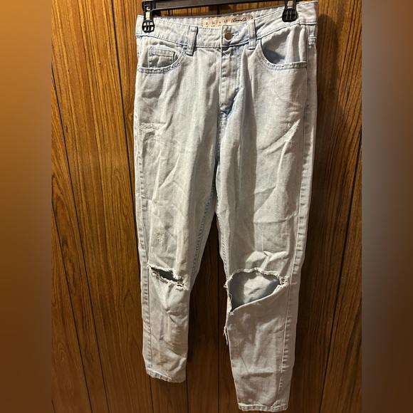 Light Blue Distressed Women's Jeans - Picture 1 of 7